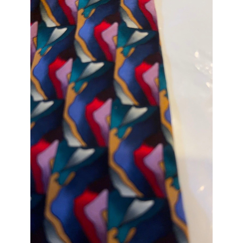 J. Garcia Mens Silk Tie Stonehenge Abstract Geometric Blue Red Jerry Garcia